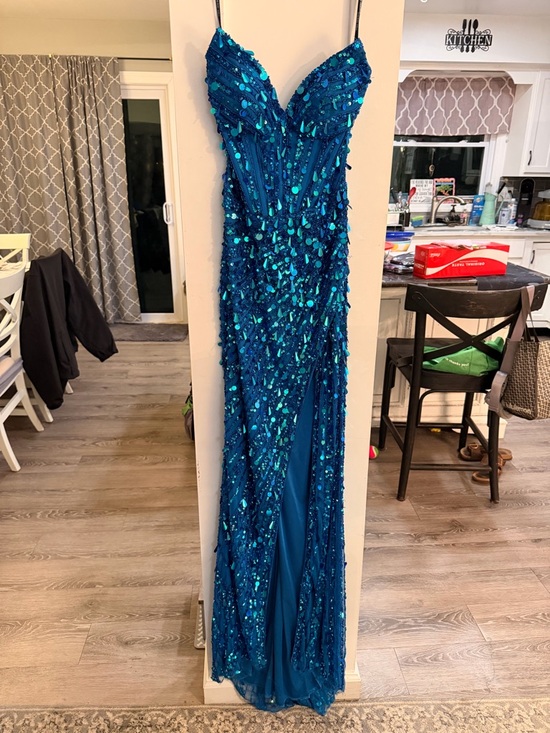 Sherri Hill Dresses & Skirts - Sherri Hill 56756, Peacock Blue, Size 0, Bustle Included